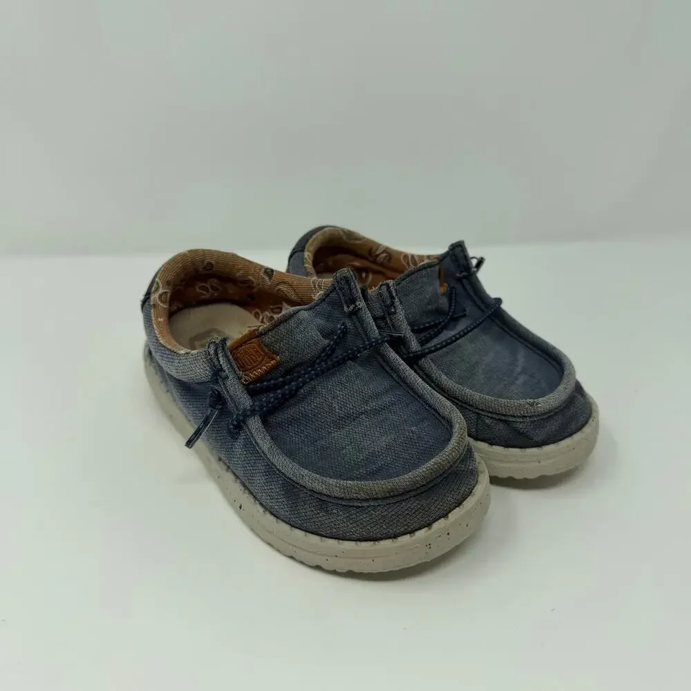 Hey Dude Wally Toddler Washed Canvas Shoes Size 8